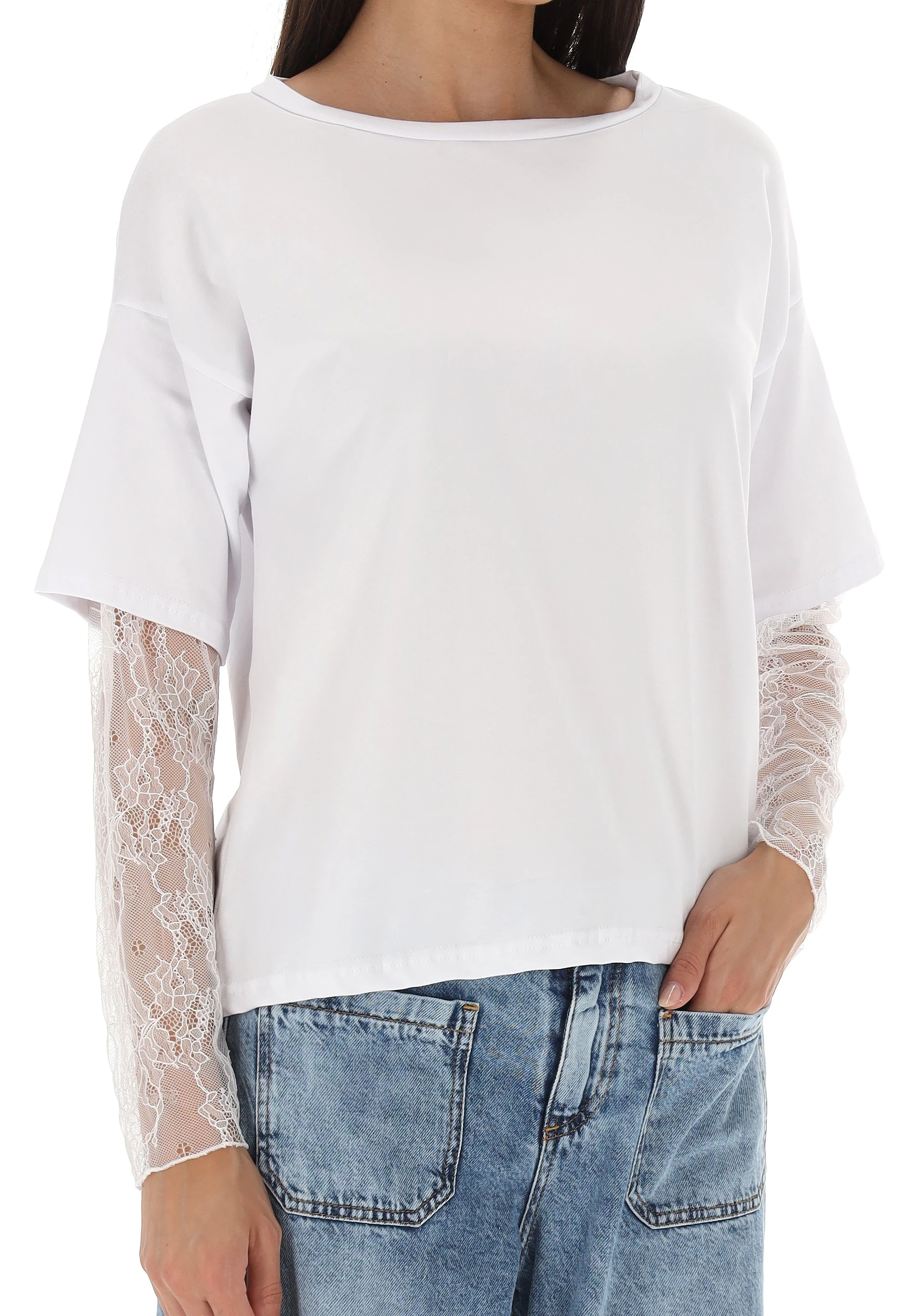 Maglia con manica in pizzo èks donna